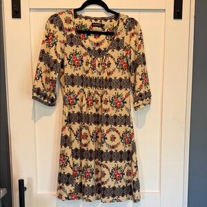 Reborn Cream and Black Floral Mini Dress